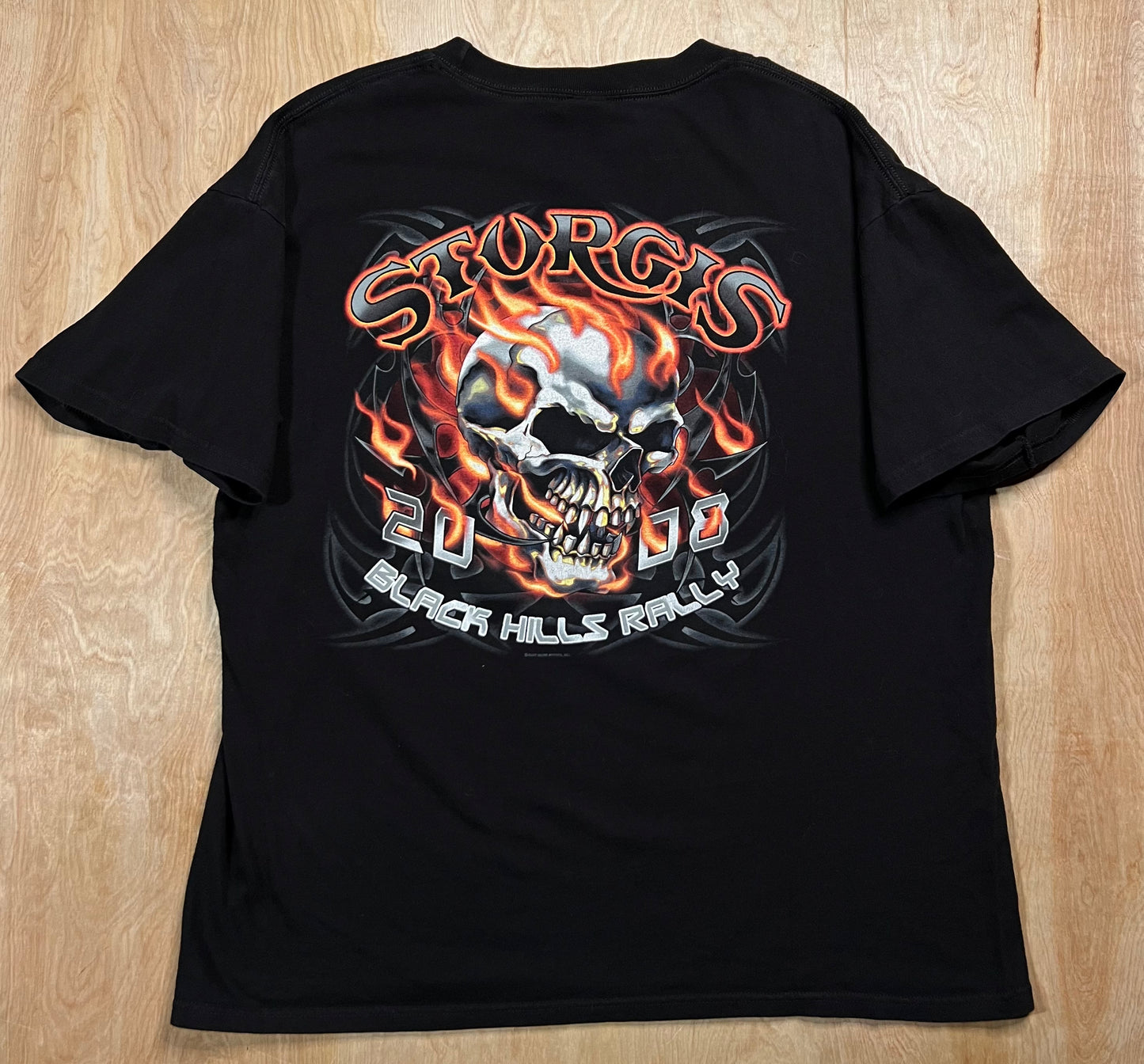 2008 Sturgis Black Hills Rally Flames x Skulls T-Shirt