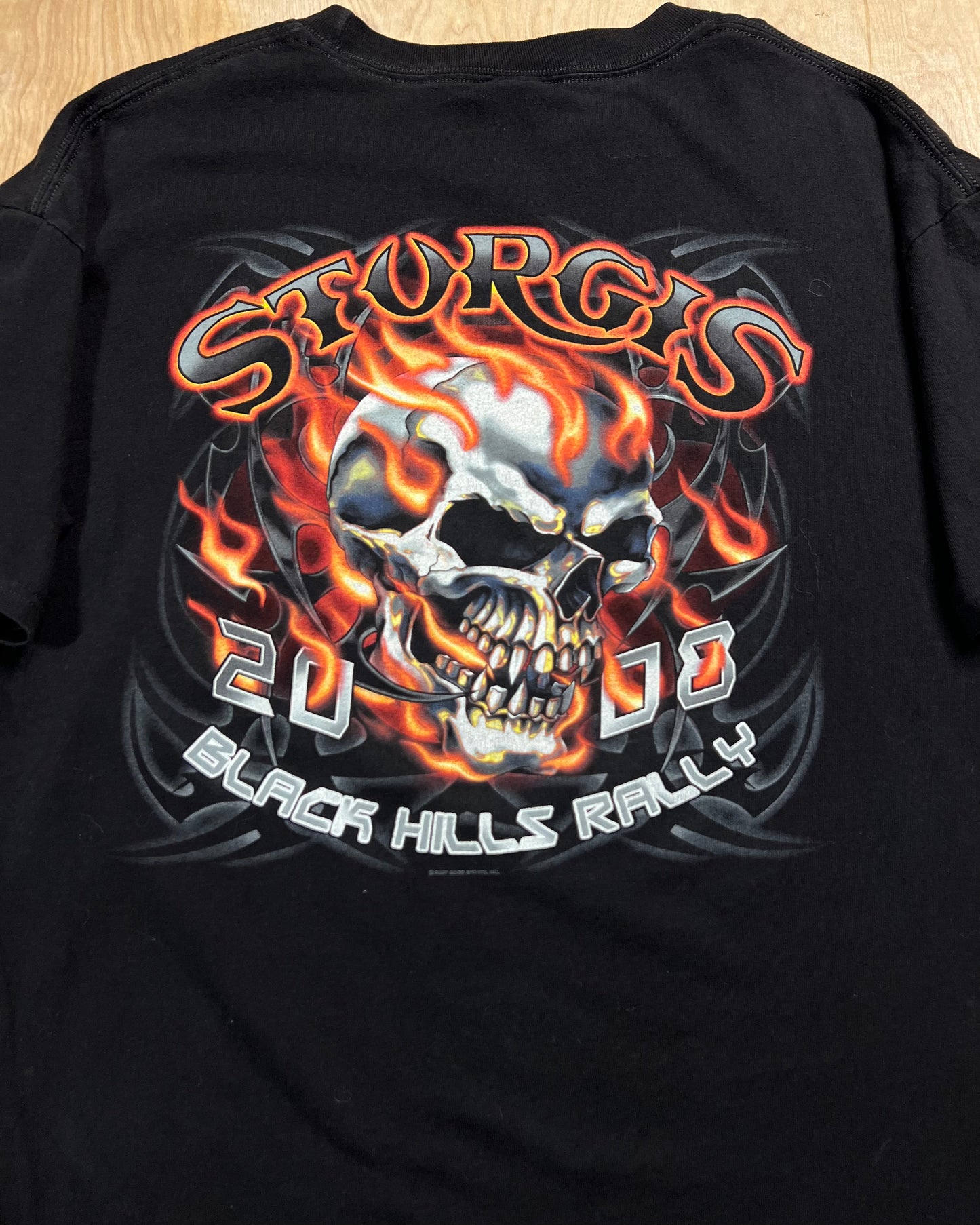 2008 Sturgis Black Hills Rally Flames x Skulls T-Shirt