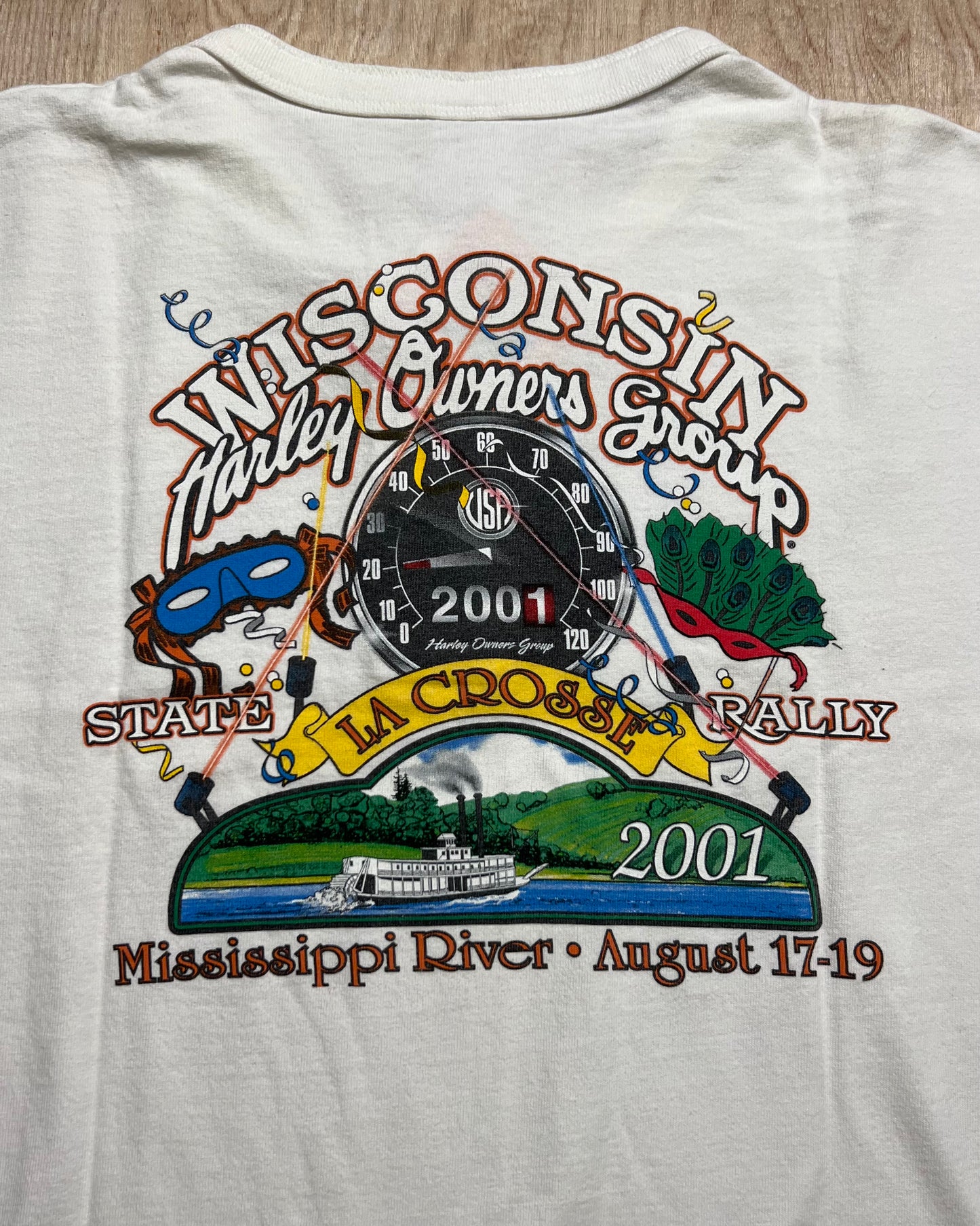 2001 Wisconsin Harley Owners Group La Crosse State Rally T-Shirt