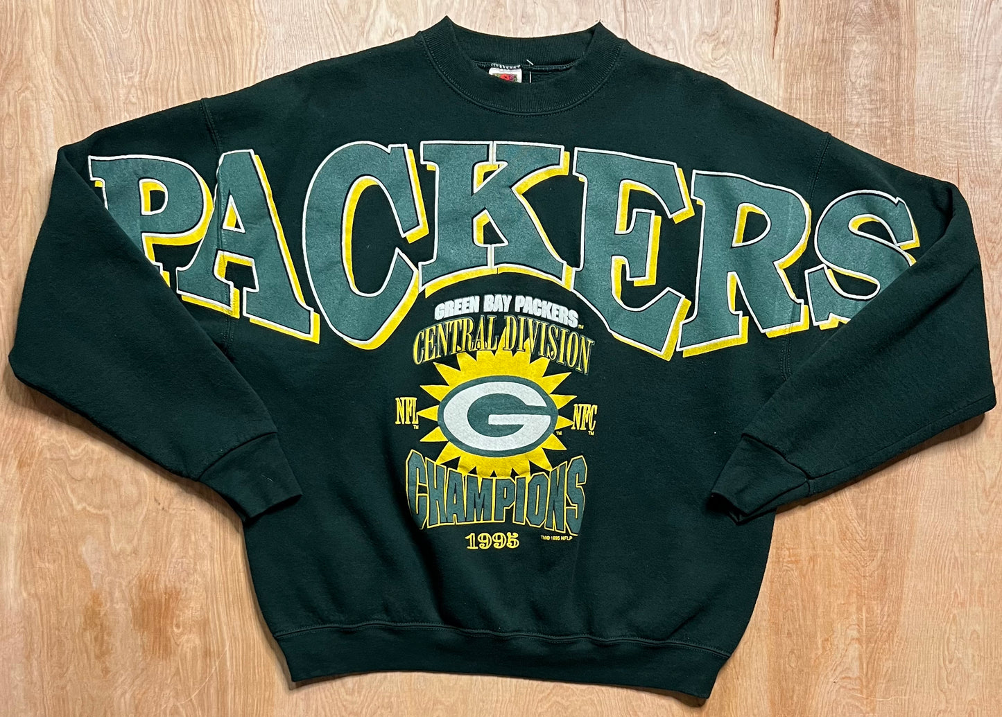 1995 Green Bay Packers Central Division Champions Spellout Crewneck