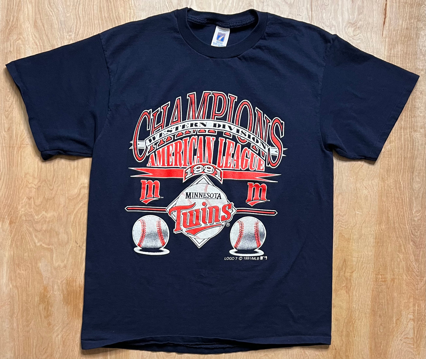 1991 Minnesota Twins Western Division Champions Single Stitch T-Shirt