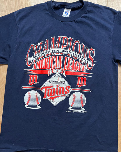 1991 Minnesota Twins Western Division Champions Single Stitch T-Shirt