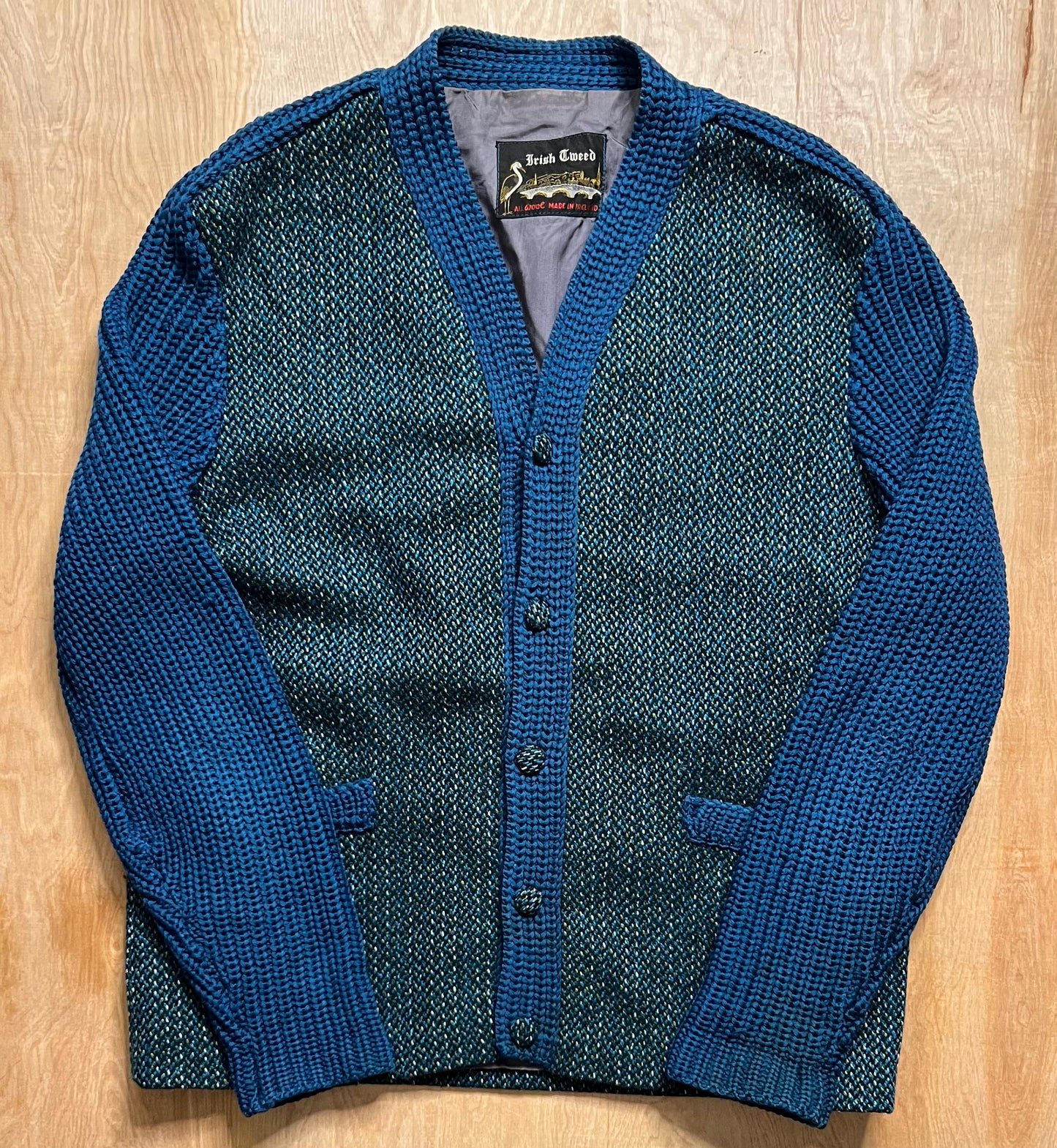 Vintage Irish Tweed Wool Cardigan Sweater