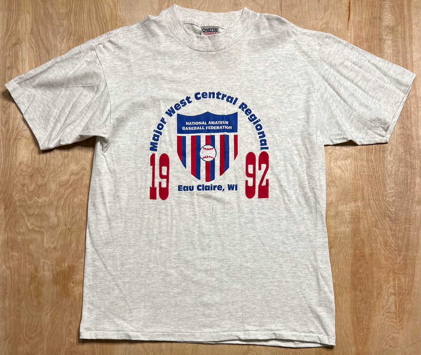 1992 National Amateur Baseball Federation Eau Claire, WI Single Stitch T-Shirt