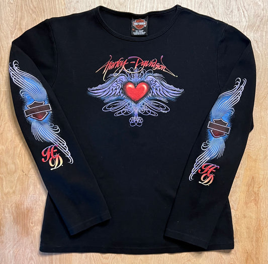 2007 Harley Davidson Heart X Wings Long Sleeve Shirt