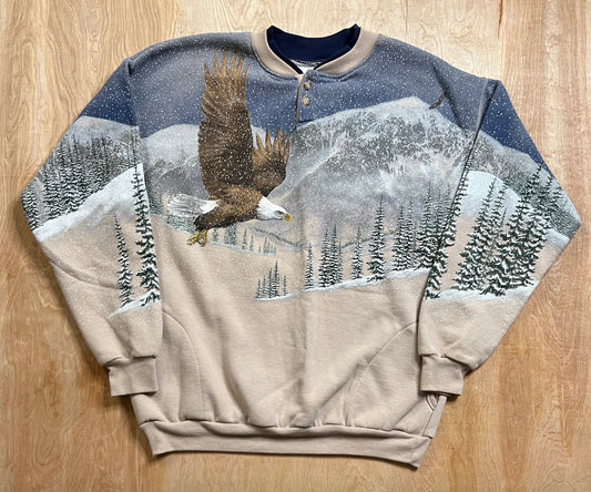 Vintage Eagle X Snow AOP 3D Crewneck