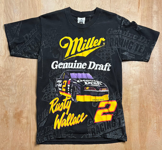 Vintage Miller Genuine Draft Rusty Wallace AOP Racing T-Shirt