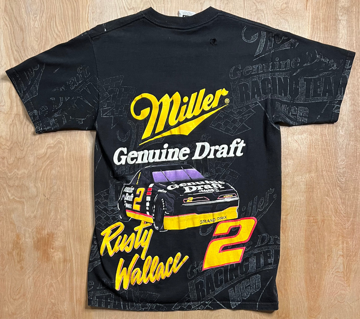 Vintage Miller Genuine Draft Rusty Wallace AOP Racing T-Shirt