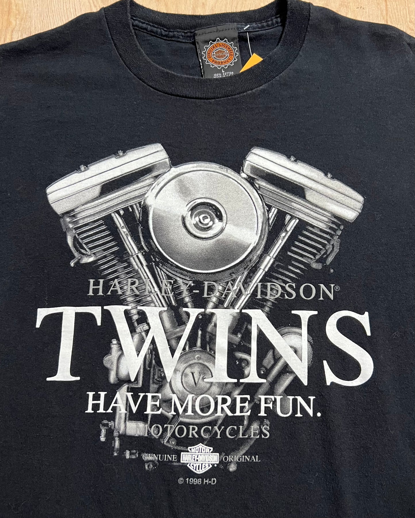 1998 Harley Davidson "Twins Have More Fun" T-Shirt