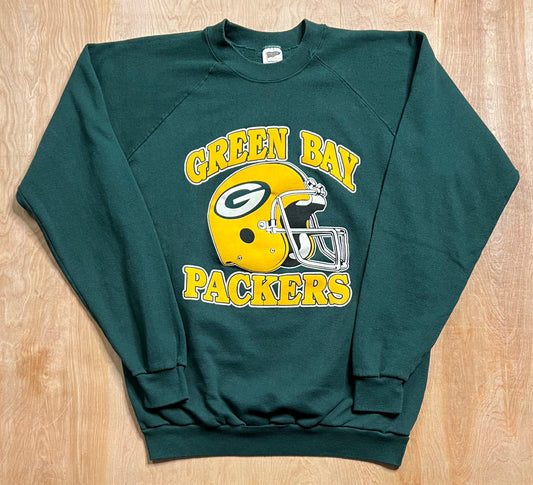 Vintage Green Bay Packers Helmet Logo Crewneck