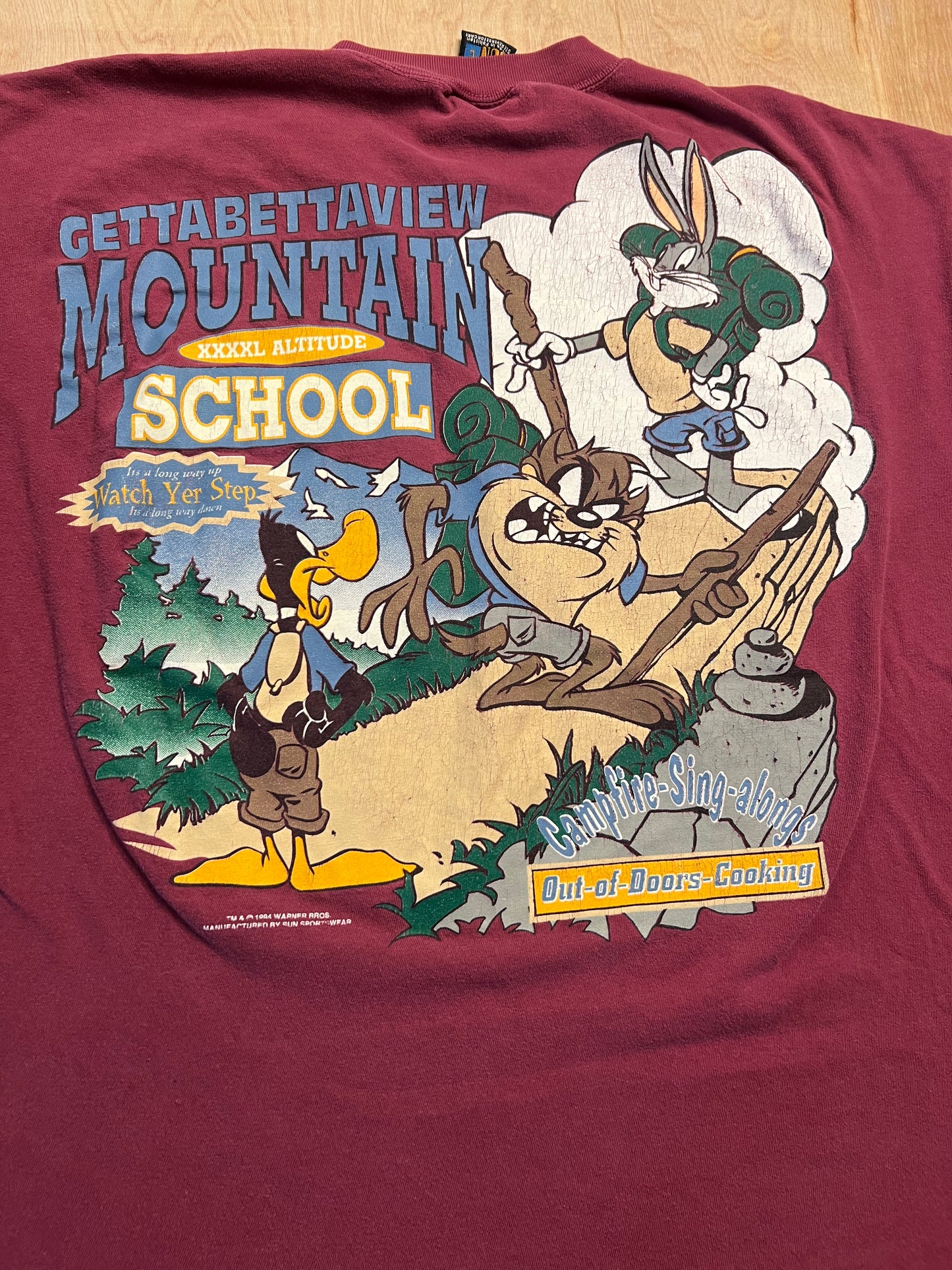 1994 Looney Tunes "Gettabettaview Mountain School" T-Shirt