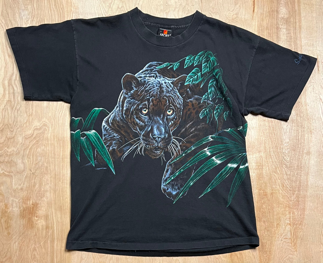 Vintage AOP Panther Jungle Scene Single Stitch T-Shirt