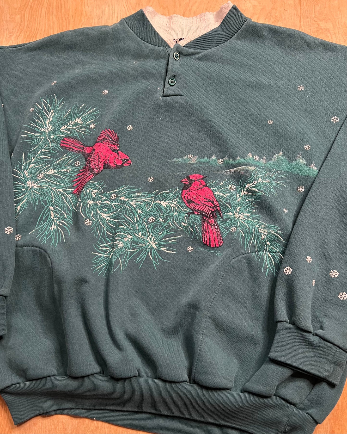 Vintage Art Unlimited Snow X Cardinals AOP Crewneck