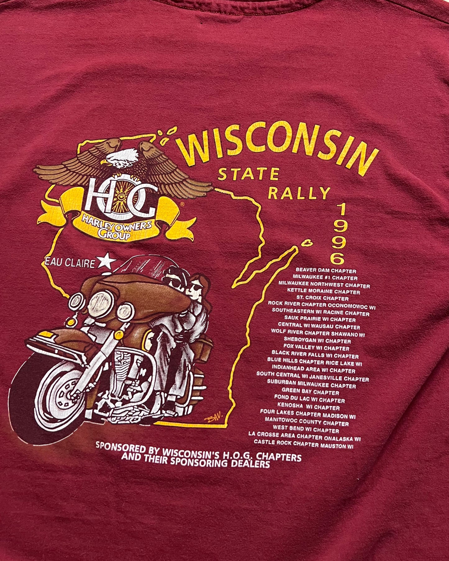 1996 Harley Davidson Wisconsin State Rally Single Stitch T-Shirt