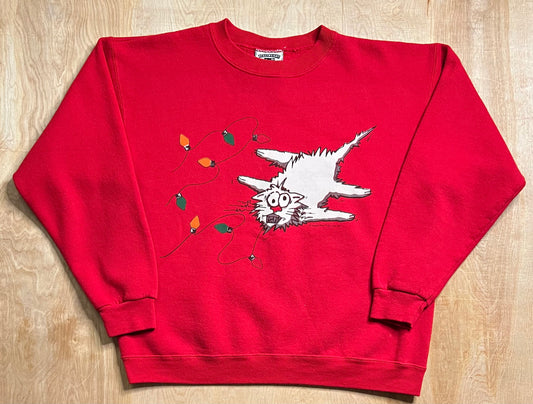 Vintage Cat x Christmas Lights Crewneck