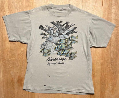 1988 Coral Reef Pennekamp Key Largo, Florida Paint Stained Single Stitch T-Shirt