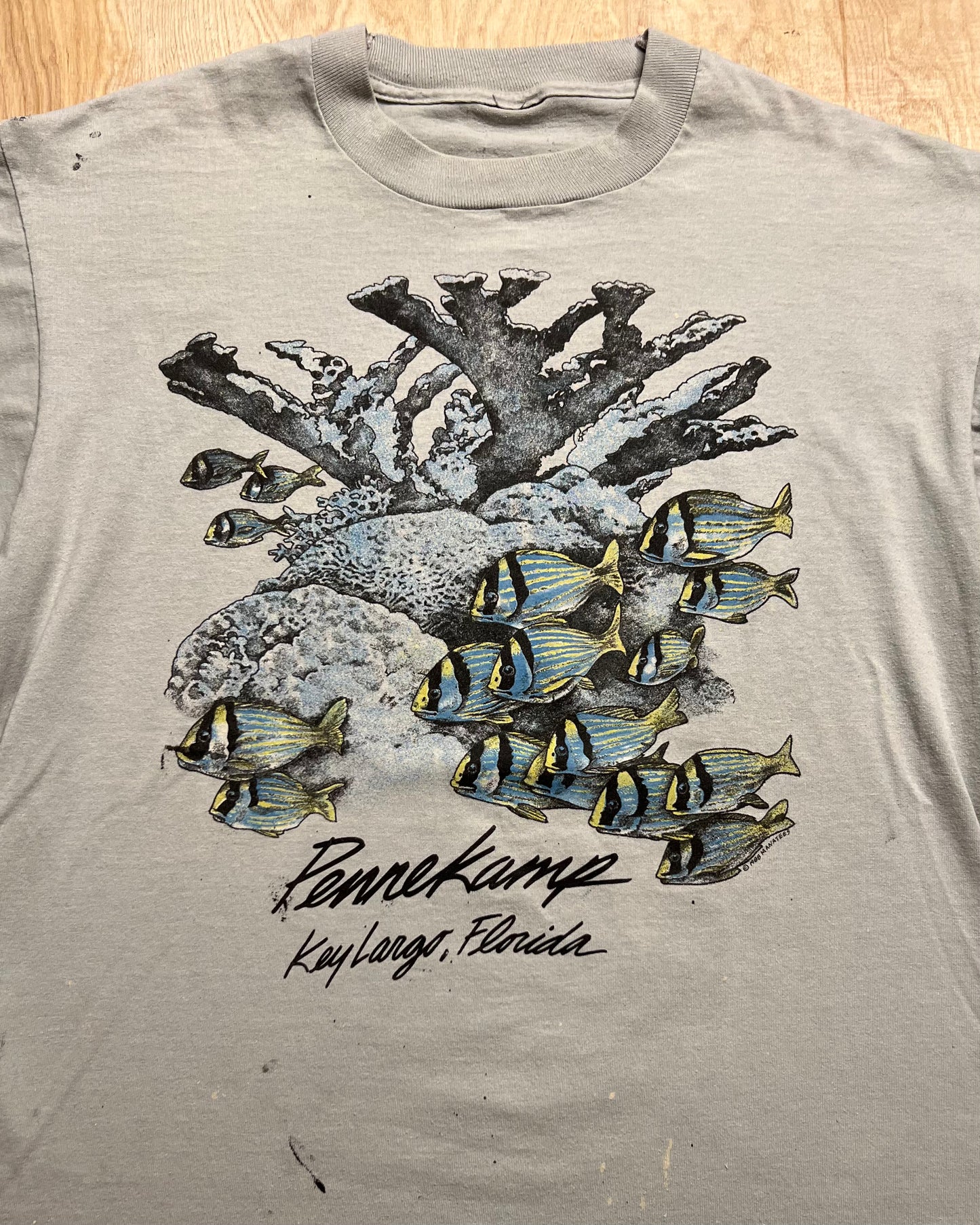 1988 Coral Reef Pennekamp Key Largo, Florida Paint Stained Single Stitch T-Shirt