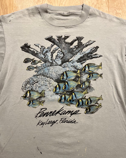 1988 Coral Reef Pennekamp Key Largo, Florida Paint Stained Single Stitch T-Shirt