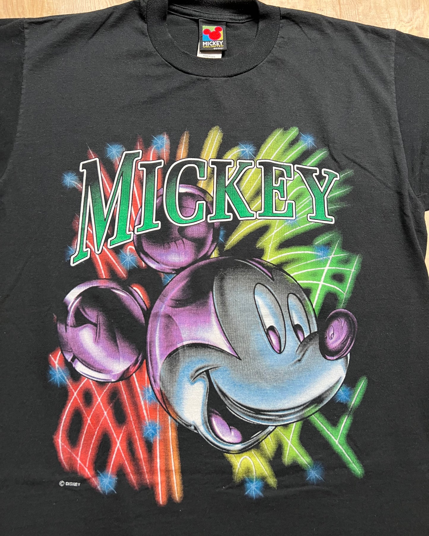 1990's Mickey Mouse Neon Graphic T-Shirt