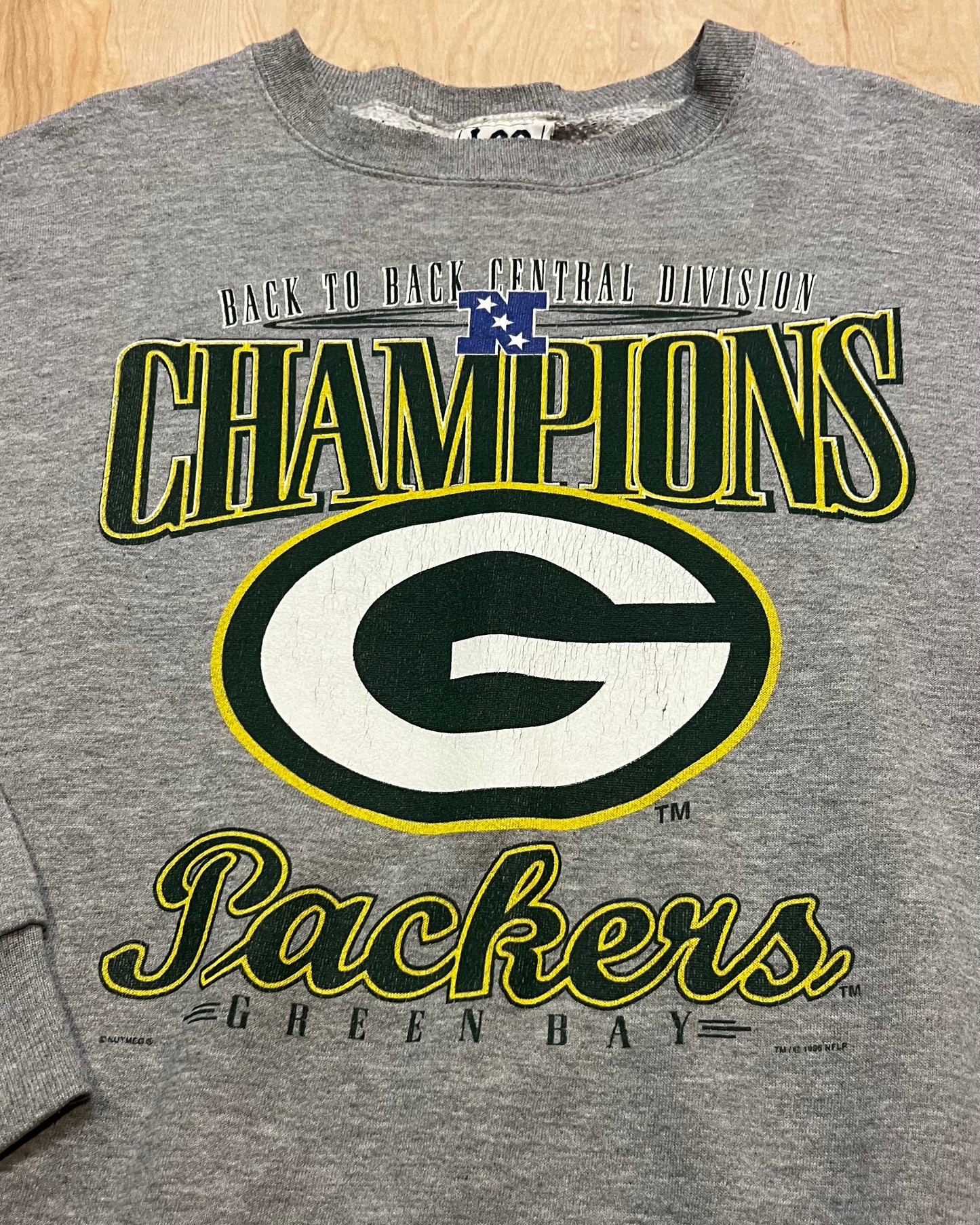 1995 Green Bay Packers Back to Back Division Champions Lee Sports Crewneck