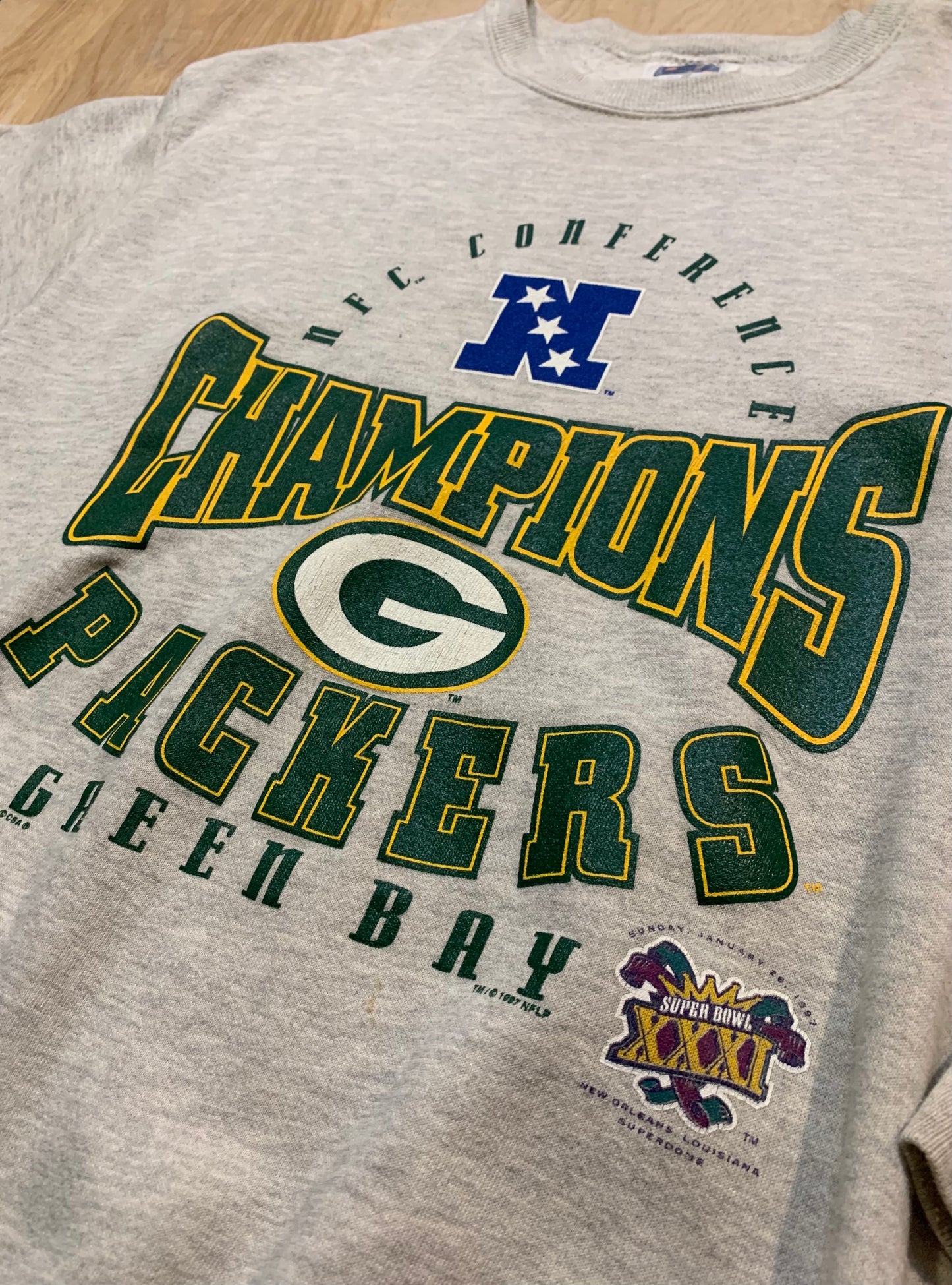 1997 Green Bay Packer's NFC Conference Championships Grey Crewneck
