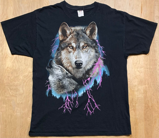 2000's Wolf and Lightning Graphic T-Shirt