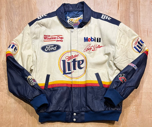 Vintage Rusty Wallace Miller Lite Winston Cup Series Leather Racing Jacket