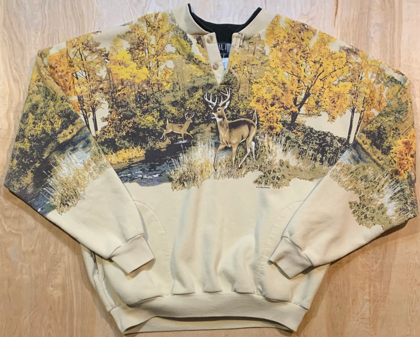 Vintage 90's Outdoors Deer/Fall Art Unlimited 3 Button Crewneck