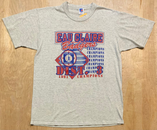 1991 Single Stitch Eau Claire Badgers Babe Ruth Champions T-Shirt