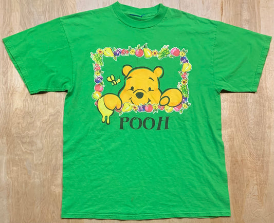 Vintage Pooh and Fruit Square Green T-Shirt