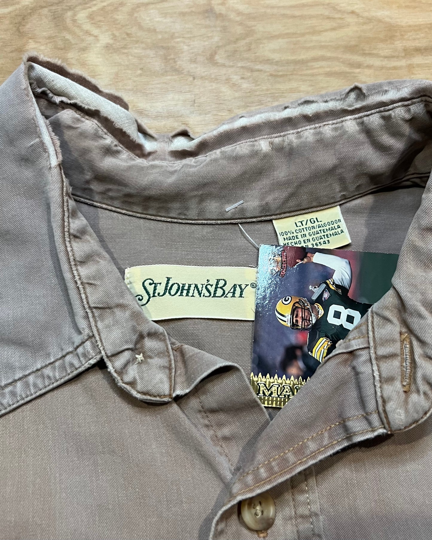 Vintage Distressed and Patched St. Johns Bay Tan Button-Up