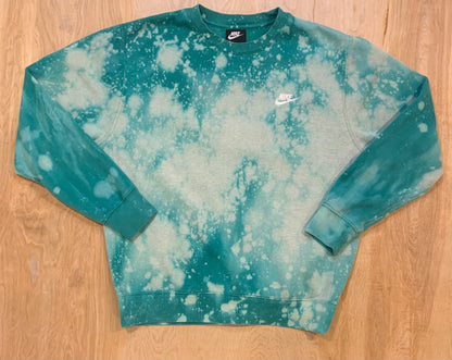 Custom Bleached Teal Nike Crewneck