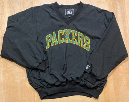 Vintage Starter Green Bay Packers Black Windbreaker