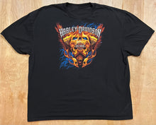 Load image into Gallery viewer, Harley Davidson Flaming Skull Peshtigo, WI T-Shirt
