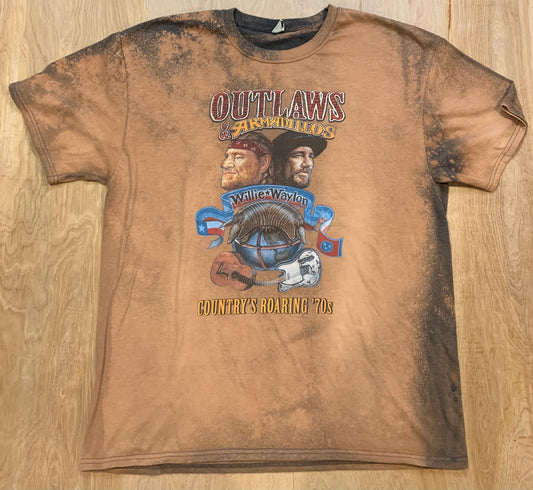 Willie and Waylon Outlaws and Armadillos Custom T-shirt