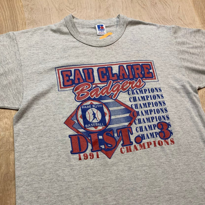 1991 Single Stitch Eau Claire Badgers Babe Ruth Champions T-Shirt
