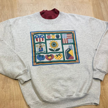 1995 Jerzees Endless Designs Grandma Style Crewneck