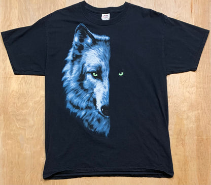 2000's Half Face Wolf Graphic T-Shirt