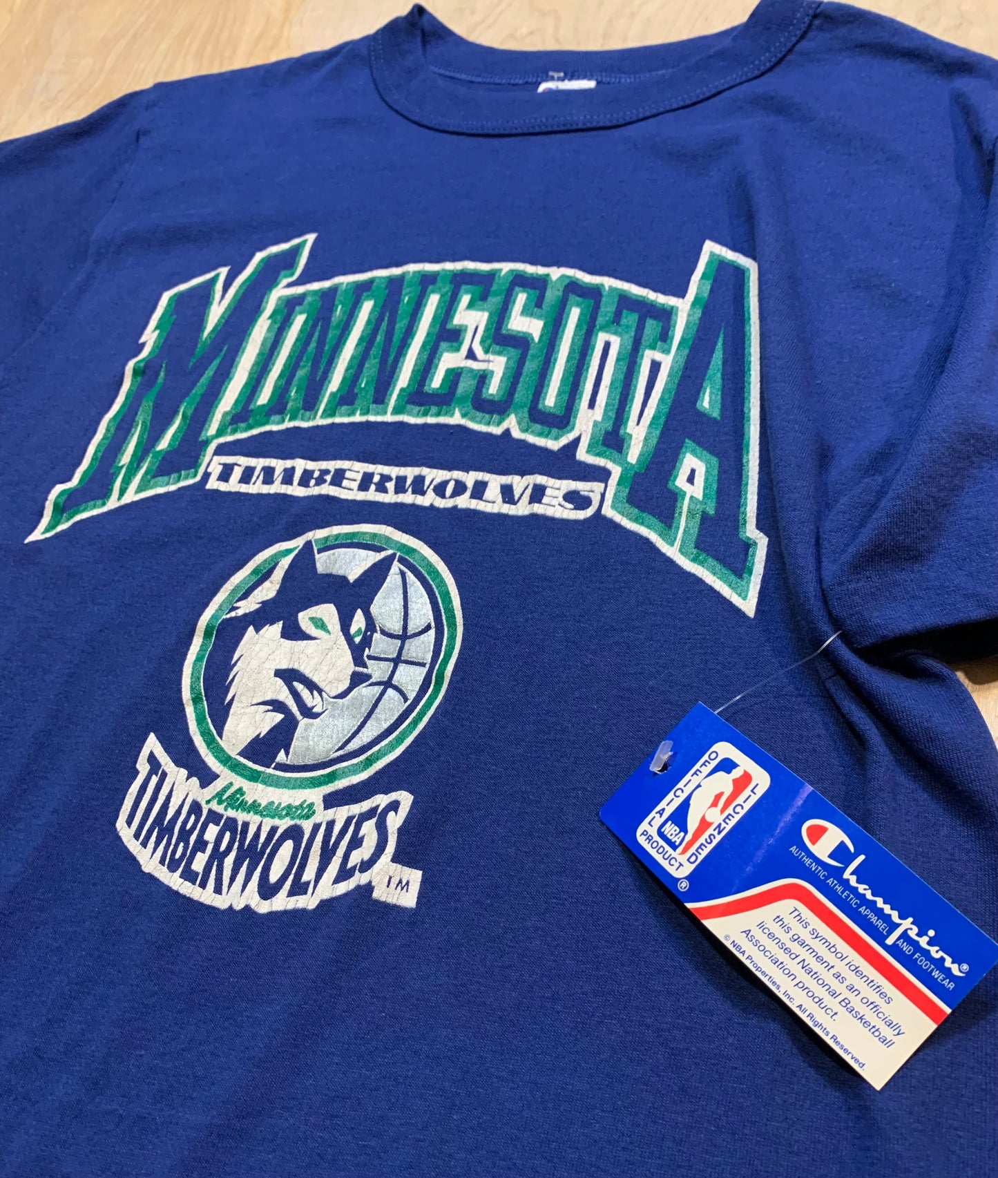 90's Champion Minnesota Timberwolves T-Shirt with Tags