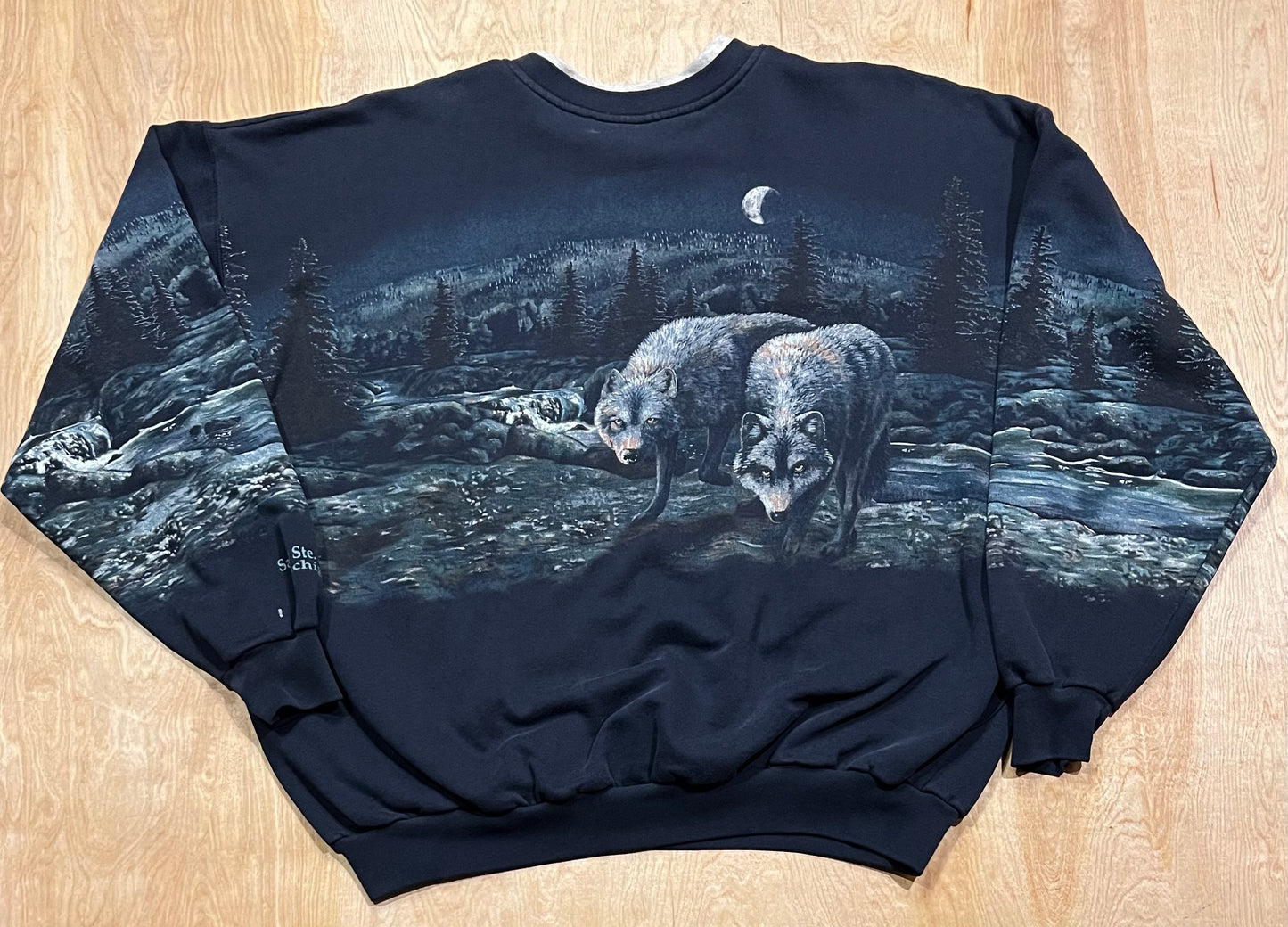 Vintage 90's Wolf Pack AOP Art Unlimited Crewneck