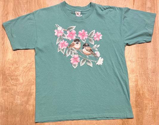 Vintage Birds and Flowers Single Stitch T-Shirt