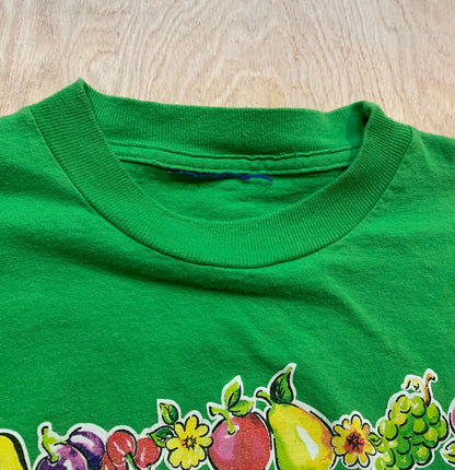 Vintage Pooh and Fruit Square Green T-Shirt