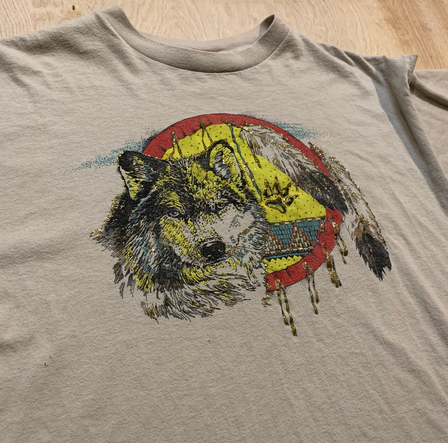 1995 Dream Catcher and Wolf Embroidered T-Shirt