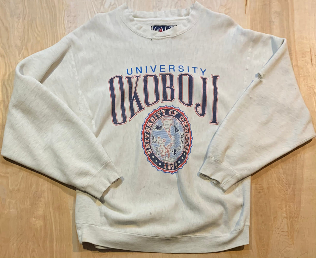 Vintage Distressed and Ripped University of Okoboji Heavy Crewneck