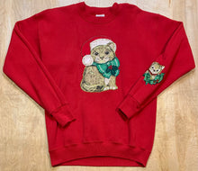 Load image into Gallery viewer, 90&#39;s Cat In A Santa Hat Embroidered Crewneck
