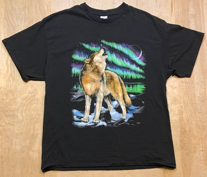 Northern Lights and Wolf Graphic T-Shirt