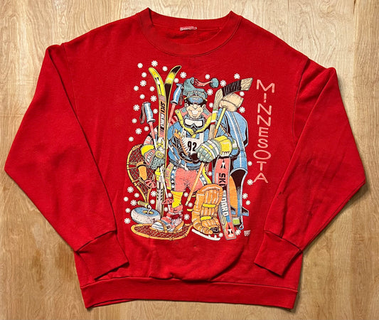 Vintage Minnesota Ski Cartoon Crewneck