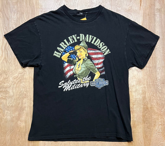 Harley Davidson "Salutes the Military" Wausau, Wi T-Shirt