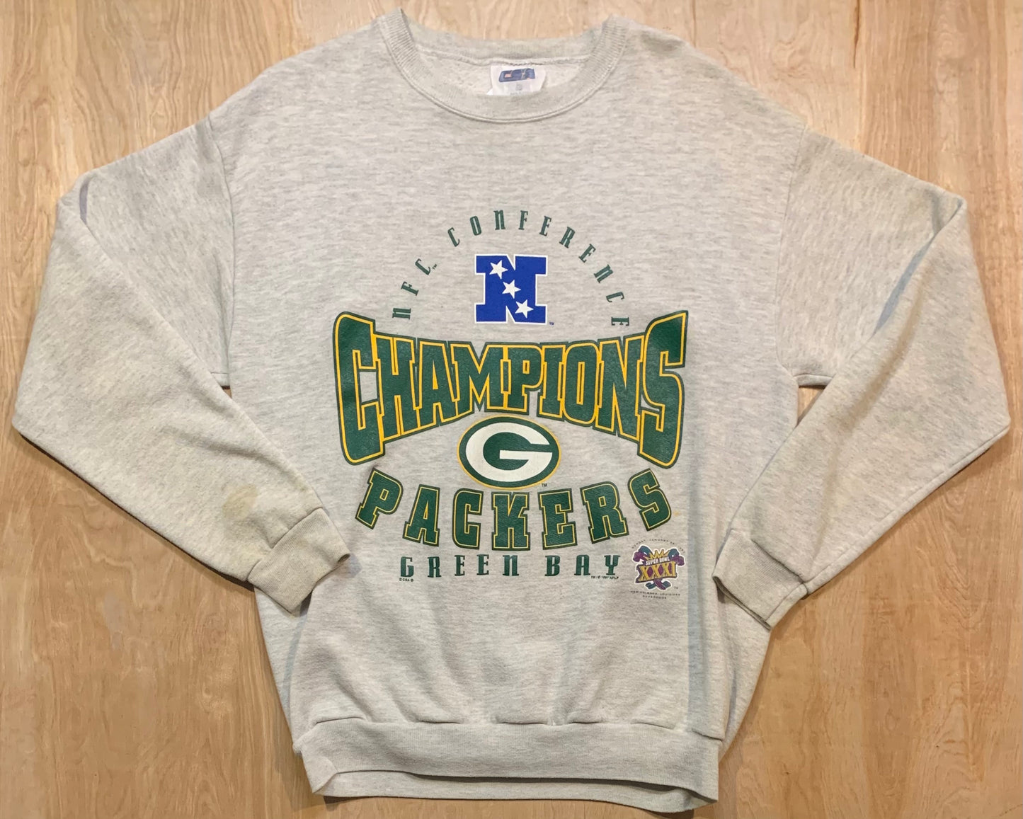 1997 Green Bay Packer's NFC Conference Championships Grey Crewneck