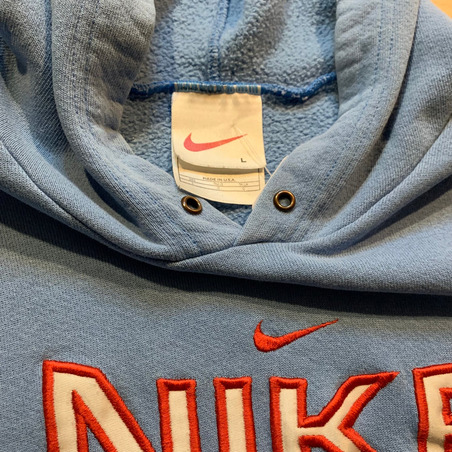 Vintage Baby Blue Nike Center Swish Hoodie